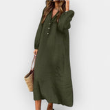 Λινό Φόρεμα με Κομψή Γραμμή