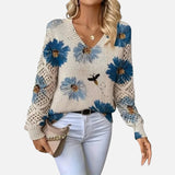 CATARINA Πλεκτή μπλούζα με φλοράλ σχέδιο
