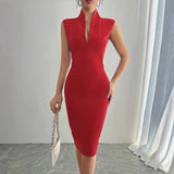 Εκλεπτυσμένο Κοντομάνικο Μίντι Φόρεμα