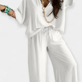 Αέρινο Σετ με Φαρδύ Παντελόνι & Ριχτή Μπλούζα