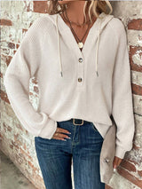 Γυναικείο-εμπνευσμένο περιστασιακό V-Neck κουκουλοφόρο