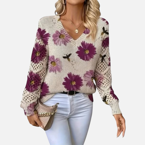 CATARINA Πλεκτή μπλούζα με φλοράλ σχέδιο