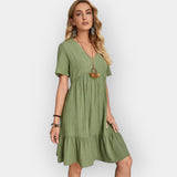 Μίντι Φόρεμα με V Ντεκολτέ