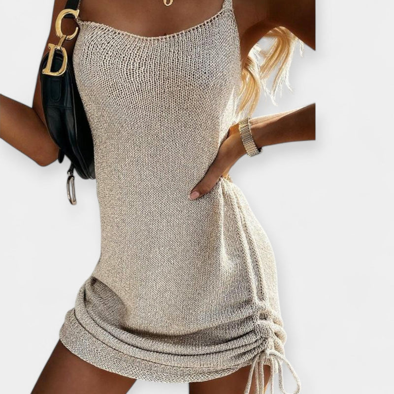 Anastasia Αμάνικο Πλεκτό Φόρεμα με Δέσιμο