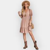 Μίντι Φόρεμα με V Ντεκολτέ