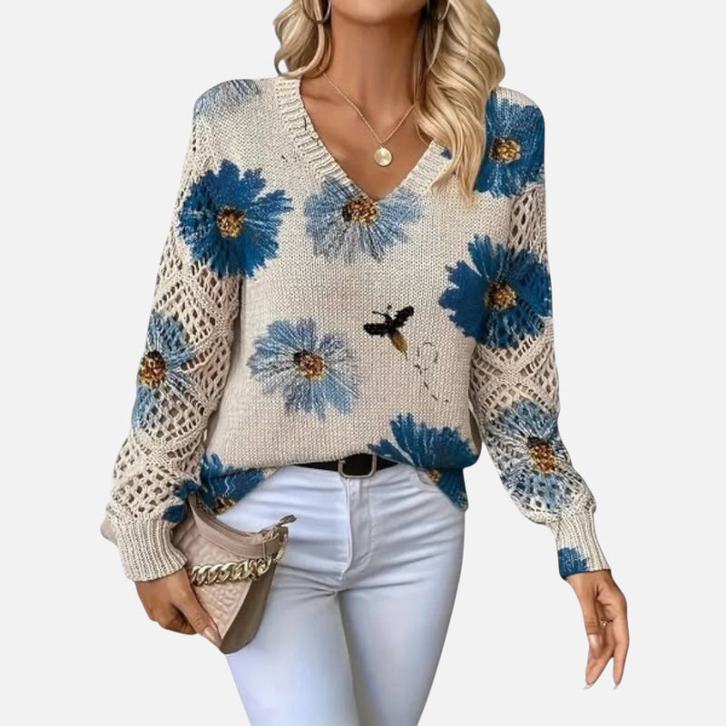CATARINA Πλεκτή μπλούζα με φλοράλ σχέδιο