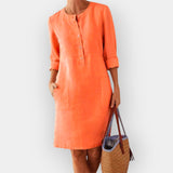 Βαμβακερό Μίντι Φόρεμα με Κομψή Απλότητα