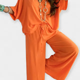 Αέρινο Σετ με Φαρδύ Παντελόνι & Ριχτή Μπλούζα