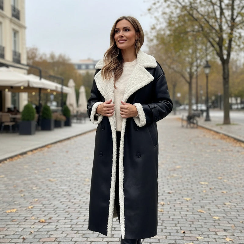 Λούνα – Ζεστό χειμερινό παλτό με επένδυση από απαλή γούνα