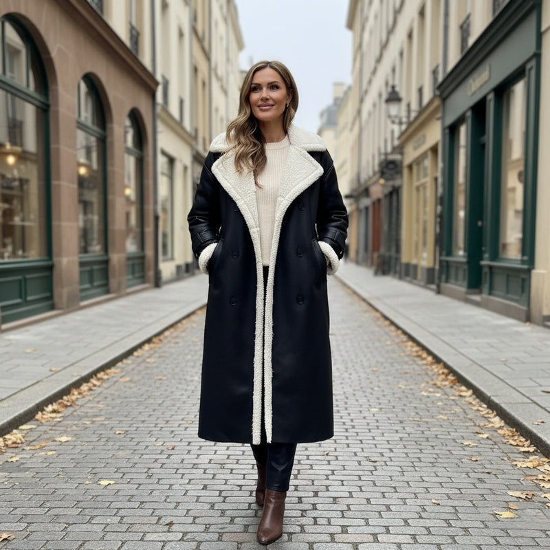 Λούνα – Ζεστό χειμερινό παλτό με επένδυση από απαλή γούνα