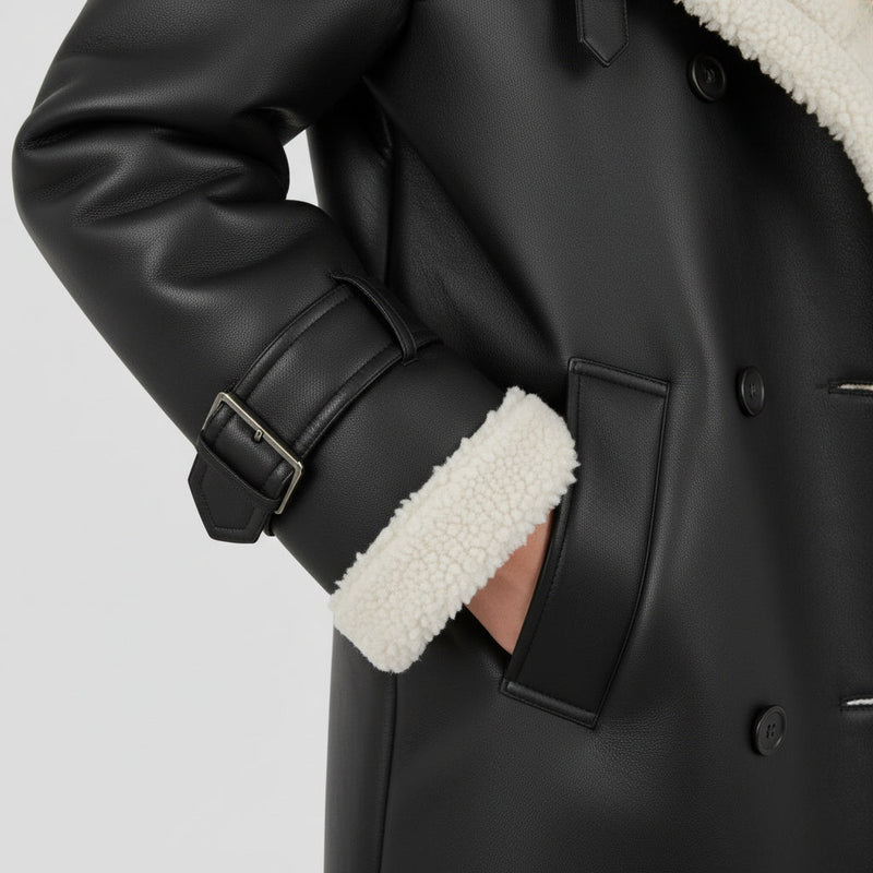 Λούνα – Ζεστό χειμερινό παλτό με επένδυση από απαλή γούνα