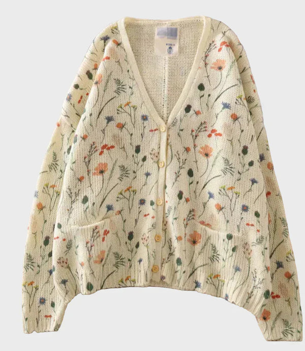 Κομψό Πλεκτό Γιλέκο με Λουλουδάτο Σχέδιο