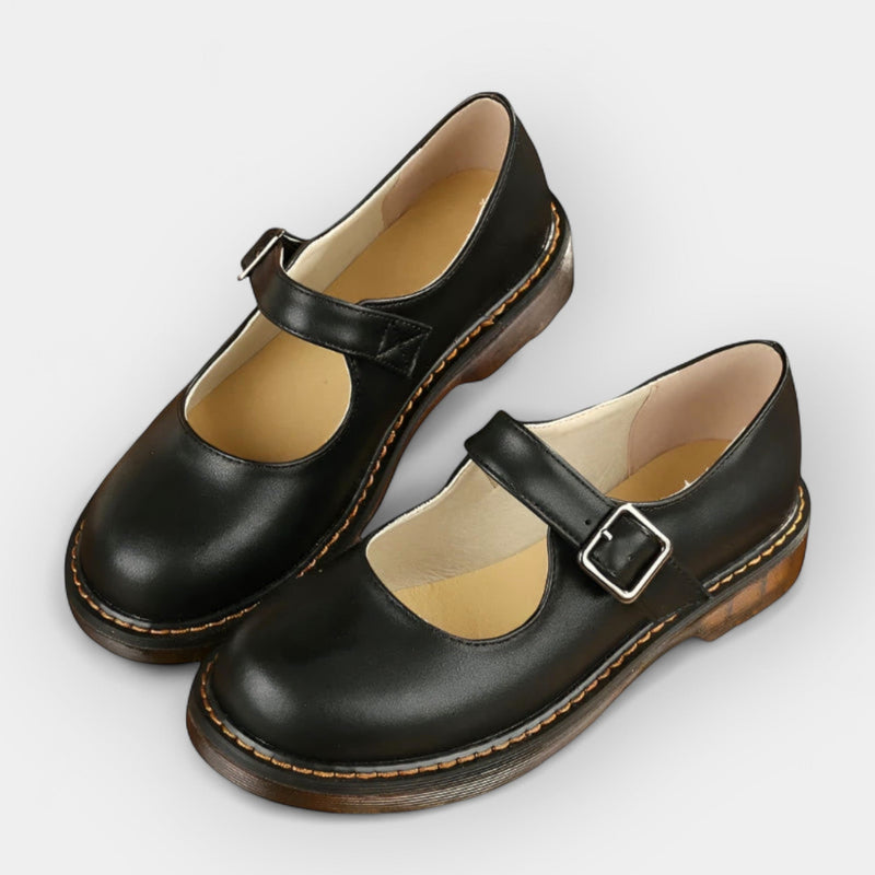 Κλασικά Δερμάτινα Παπούτσια Mary Jane