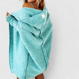 Άνετη Πλεκτή Ζακέτα με Κουκούλα