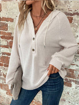 Γυναικείο-εμπνευσμένο περιστασιακό V-Neck κουκουλοφόρο