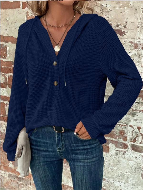 Γυναικείο-εμπνευσμένο περιστασιακό V-Neck κουκουλοφόρο