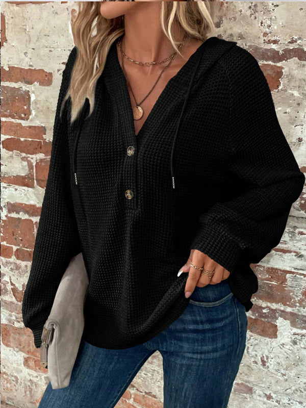 Γυναικείο-εμπνευσμένο περιστασιακό V-Neck κουκουλοφόρο