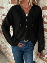 Γυναικείο-εμπνευσμένο περιστασιακό V-Neck κουκουλοφόρο