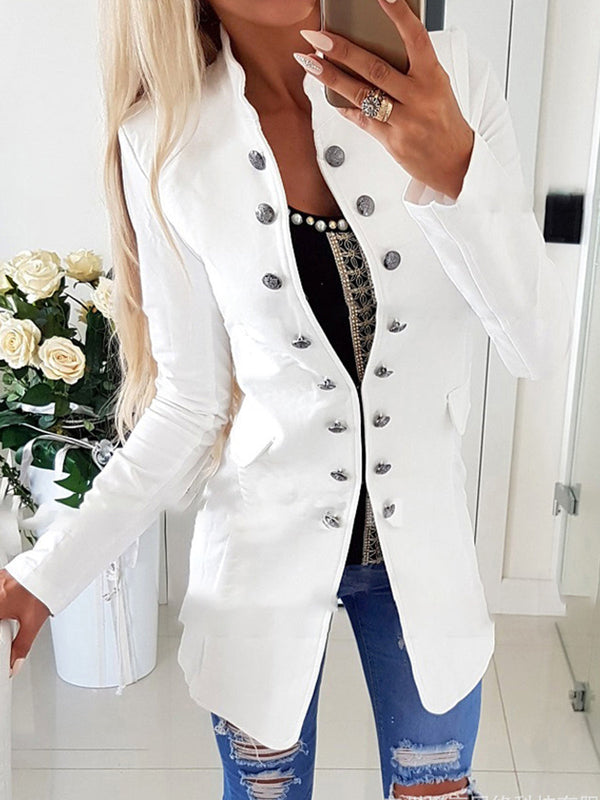 Γυναικείο Retro Slim βασικό μακρύ διπλό στήθος σακάκι.