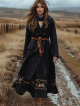 Γυναικείο Ρέτρο Μποέμ διπλό σπασμένο φθινόπωρο και χειμερινό μαλλί παλτό