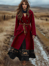 Γυναικείο Ρέτρο Μποέμ διπλό σπασμένο φθινόπωρο και χειμερινό μαλλί παλτό