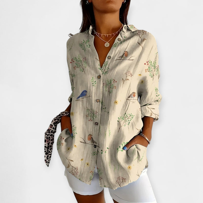 Κουμπωτή Μπλούζα με Γιακά