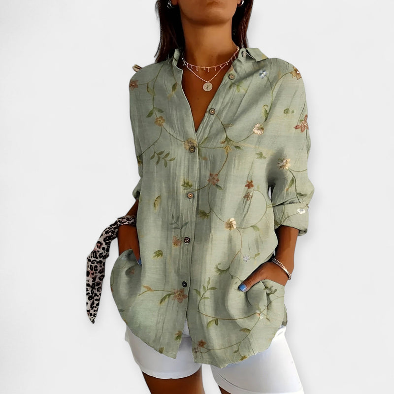 Κουμπωτή Μπλούζα με Γιακά